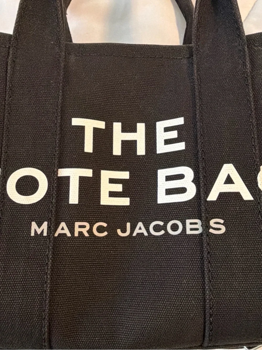 Marc Jacobs Black Canvas 'The Tote Bag' Small Tote with Crossbody Strap
